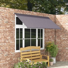Toldo manual retrátil com inclinação ajustável, 300 x 120 cm, proteção UV, alumínio e poliéster cinzento escuro