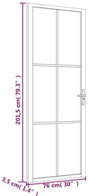 Porta interior 76x201,5 cm vidro e alumínio preto mate