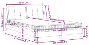 Cama com colchão 120x200 cm couro artificial castanho