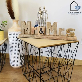 Placa Mr &amp; Mrs | Madeira | 51x28x7 CM