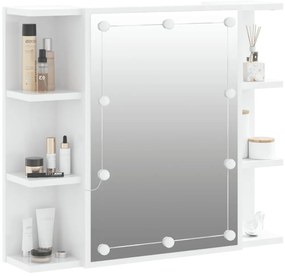 Armário espelhado com LED 70x16,5x60 cm branco brilhante