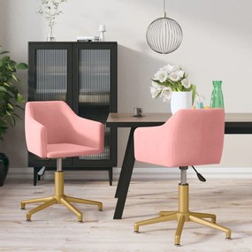 vidaXL Cadeiras de jantar giratórias 2 pcs veludo rosa