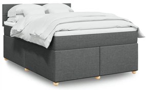 vidaXL Cama com molas/colchão 140x200 cm tecido cinzento-escuro