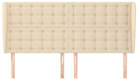 Cabeceira de cama c/ abas tecido 163x23x118/128 cm creme