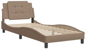 Estrutura cama c/ cabeceira couro artif. 90x190 cm cappuccino