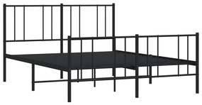Estrutura de cama com cabeceira e pés 140x190 cm metal preto