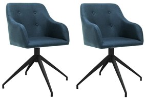vidaXL Cadeiras de jantar giratórias 2 pcs tecido azul