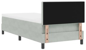 Cama Box Spring com Colchão Cinza Claro 90x200 cm Veludo