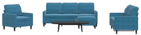 4 pcs conjunto de sofás com almofadões veludo azul