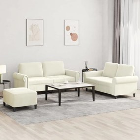 vidaXL 3 pcs conjunto de sofás com almofadões veludo cor creme