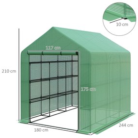 Estufa de Jardim Estufa de Exterior com Prateleiras de 4 Níveis Porta