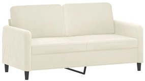 2 pcs conjunto de sofás com almofadas veludo cor creme