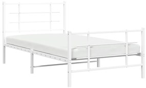 Estrutura de cama com cabeceira e pés 100x190 cm metal branco