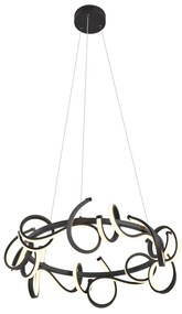 LED Candeeiro suspenso de design preto redondo regulável em 3 níveis - Krisscross Moderno