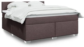 vidaXL Cama com molas/colchão 180x200 cm tecido castanho-escuro