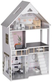 AIYAPLAY Casa de Bonecas com Móveis e Acessórios Casa de Bonecas de Ma