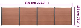 Conjunto de painéis de vedação 699x186 cm WPC castanho