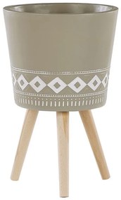Vaso para plantas com pernas de madeira em cerâmica taupe 41 x 41 x 63 cm ARTA Beliani
