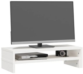 Suporte para monitor (52-101)x22x14 cm pinho maciço branco