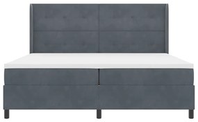 Cama Box Box Spring com Colchão e LED Cinza Escuro 200x200 cm Veludo