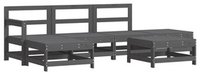 6 pcs conjunto lounge jardim c/ almofadões madeira maciça cinza