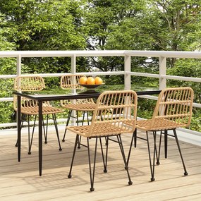 vidaXL 5 pcs conjunto de jantar p/ jardim vime PE