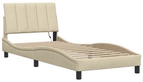 Estrutura de cama sem colchão 90x190 cm tecido creme