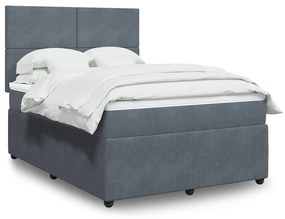 vidaXL Cama com molas/colchão 140x190 cm veludo cinzento-escuro