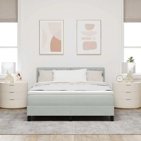 Cama Box com Colchão vidaXL Cinza Claro 160x200 cm Veludo