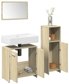 vidaXL 3 pcs conj. móveis casa banho derivados madeira carvalho sonoma