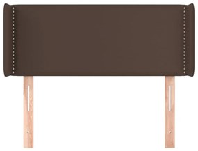 Cabeceira cama c/ abas couro artificial 93x16x78/88 cm castanho
