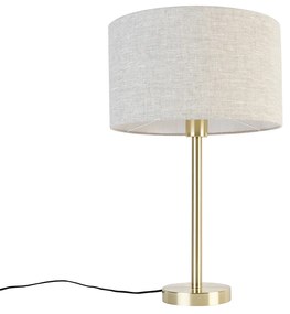 Candeeiro de mesa clássico em latão com abajur cinzento claro 35 cm - Simplo Design