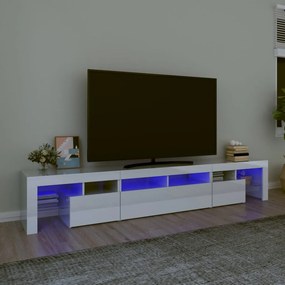 vidaXL Móvel de TV com luzes LED 230x36,5x40 cm branco brilhante