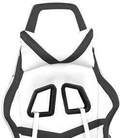 Cadeira gaming massagens couro artificial branco e preto