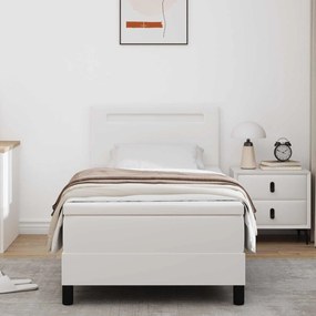 vidaXL Cama Box com colchão Branco 100 x 200 cm Couro sintético