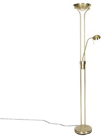 Candeeiro de pé moderno em latão com candeeiro de leitura incl. LED Dim to Warm - Diva Moderno