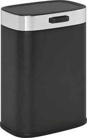 HOMCOM Lixeira, Lixeira de cozinha em aço inox com tampa que permanece aberta, balde interior removível, 21,5x19,5x30 cm, Preto | Aosom Portugal