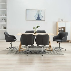 vidaXL Cadeiras de jantar giratórias 6 pcs tecido cinzento-escuro
