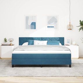 Cama Box com Colchão vidaXL Azul Escuro Super King Veludo