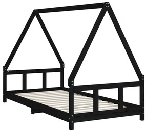 Estrutura de cama infantil 90x190 cm pinho maciço preto