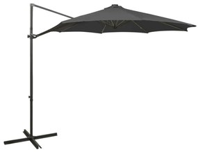 vidaXL Guarda-sol jardim cantilever c/ poste/luzes LED 300cm antracite