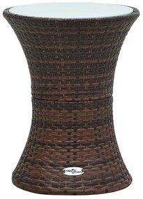 48151 vidaXL Mesa de apoio jardim em forma de djembé vime PE castanho
