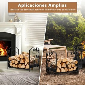 Estante para lenha de aço de alta resistência Capacidade de carga 50 kg Suporte para lenha para fogão Braseira Uso interno Externo