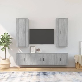 vidaXL Conjunto móveis de TV 5 pcs madeira processada cinzento cimento