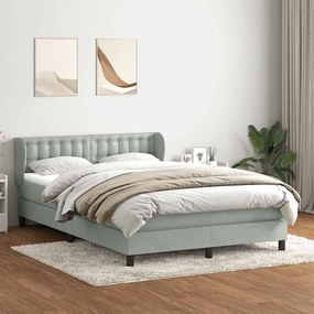 vidaXL Cama com molas/colchão 140x220 cm veludo cinzento-claro