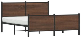 Estrutura de cama sem colchão 140x190cm metal carvalho castanho