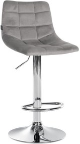 Conjunto de 2 bancos de bar Jerry em veludo com estrutura cromada 87-108,5 x 43 x 46,5 cm Cinzento