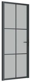 Porta interior 83x201,5 cm vidro fosco e alumínio preto