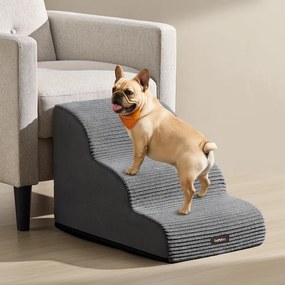 Escada para cães 57 x 40 x 40 cm com revestimento antiderrapante e 3 degraus cinza ardósia