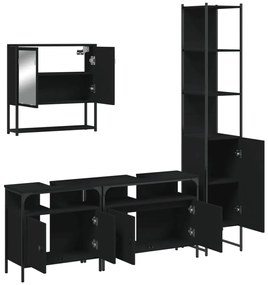 4 pcs conjunto móveis casa de banho derivados de madeira preto